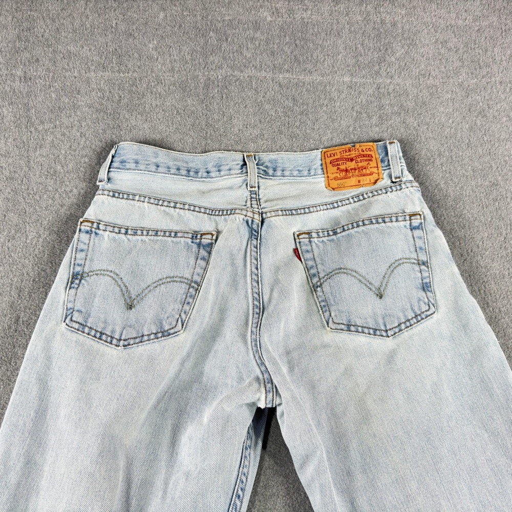 VTG Levis 550 Relaxed Baggy Taper Jeans Men 34x32 Blue Wash Distressed Denim Y2K